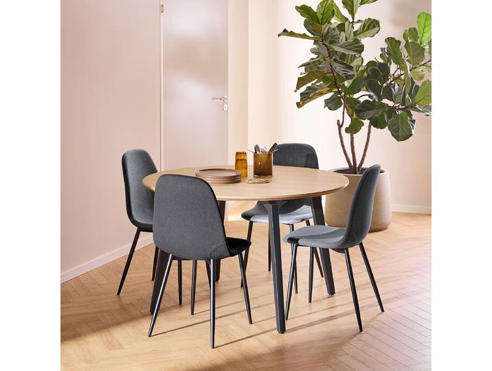 Table à manger Akkese ronde Ø 120cm Marron