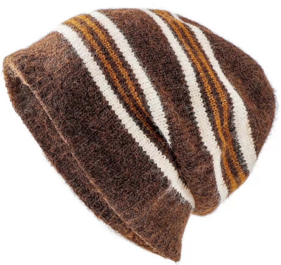 INF Bonnet Rayé en Laine - Chapeau Tricoté Chaud et Élégant café