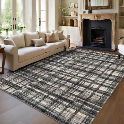 Garvee Rustic Plaid Geometric Area Rug
