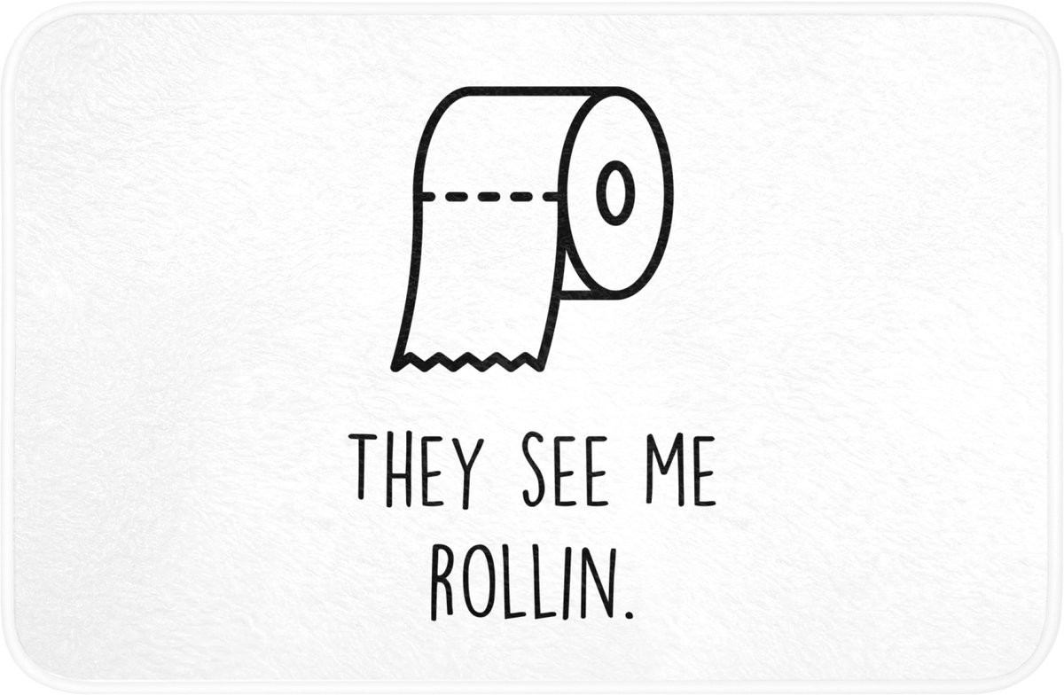 OnlyWow Badmat met Quote They See Me Rollin - Wit - 60 x 40 cm