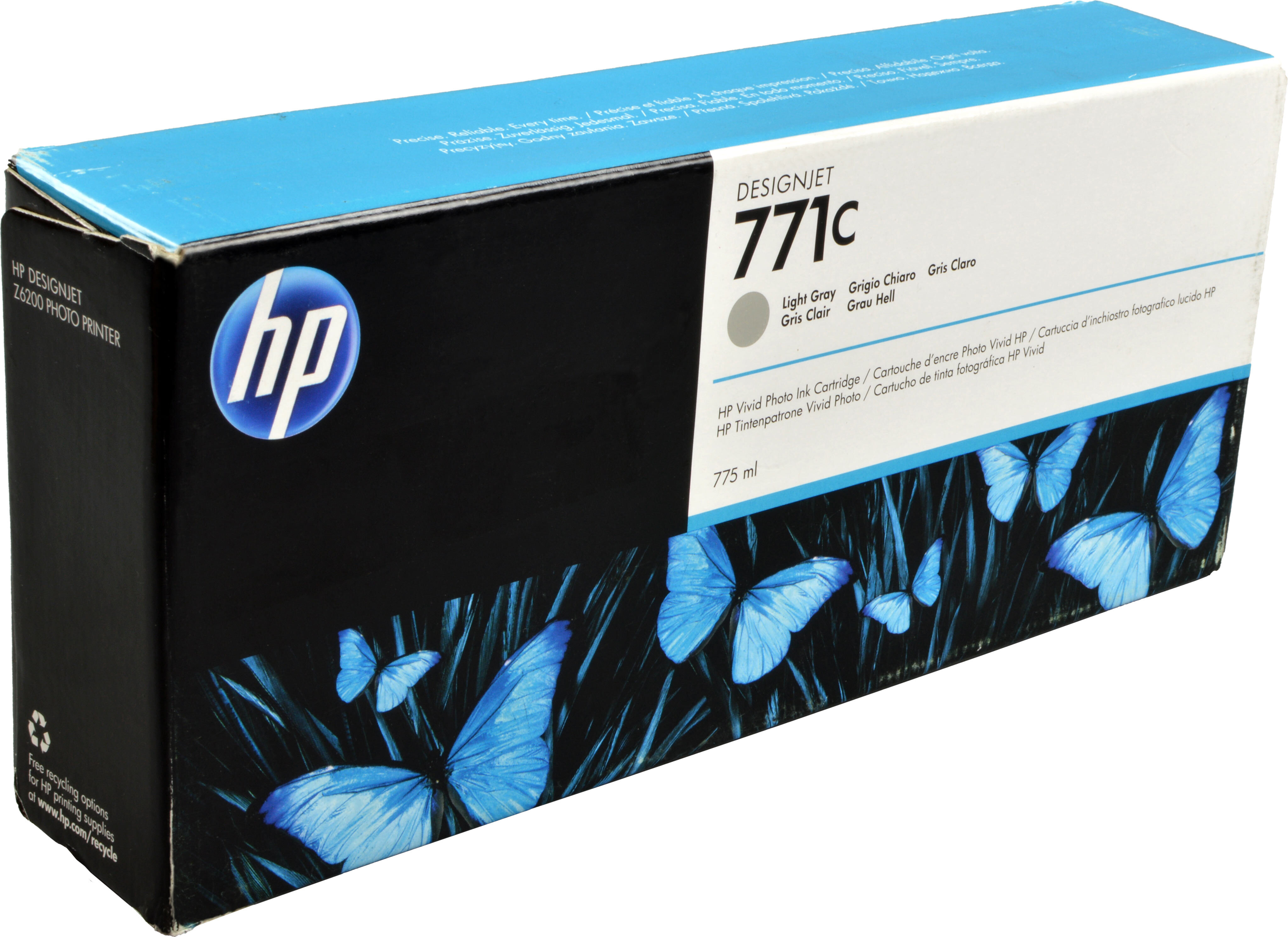 HP 771C Hellgrau DesignJet Druckerpatrone, 775 ml, HP DesignJet Z6200 Fotodruckerserie, HP DesignJet Z6610 Fotoproduktionsdrucker, HP DesignJet Z6810..., Thermal Inkjet, Grau, Kleine und mittelständische Unternehmen, Singapur, 324 mm