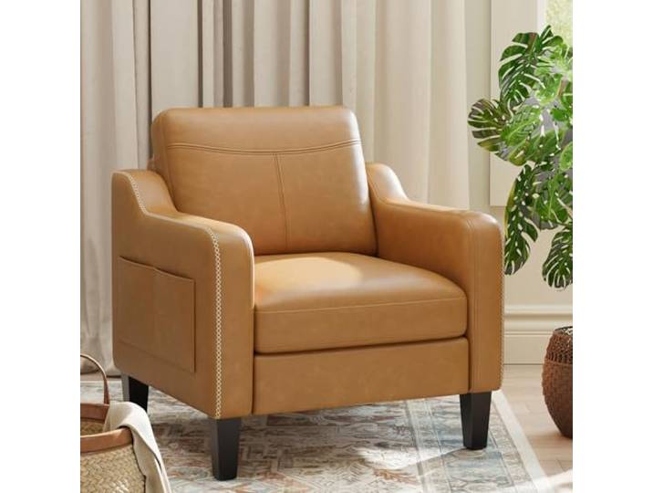 MALOL Sessel Wohnzimmer, Ohrensessel Wohnzimmer, Polstersessel Fernsehsessel mit Armlehnen Einzelsofa, Fernsehsessel Relaxsessel，Lesesessel für Wohnzimmer Büro Schlafzimmer, Braun