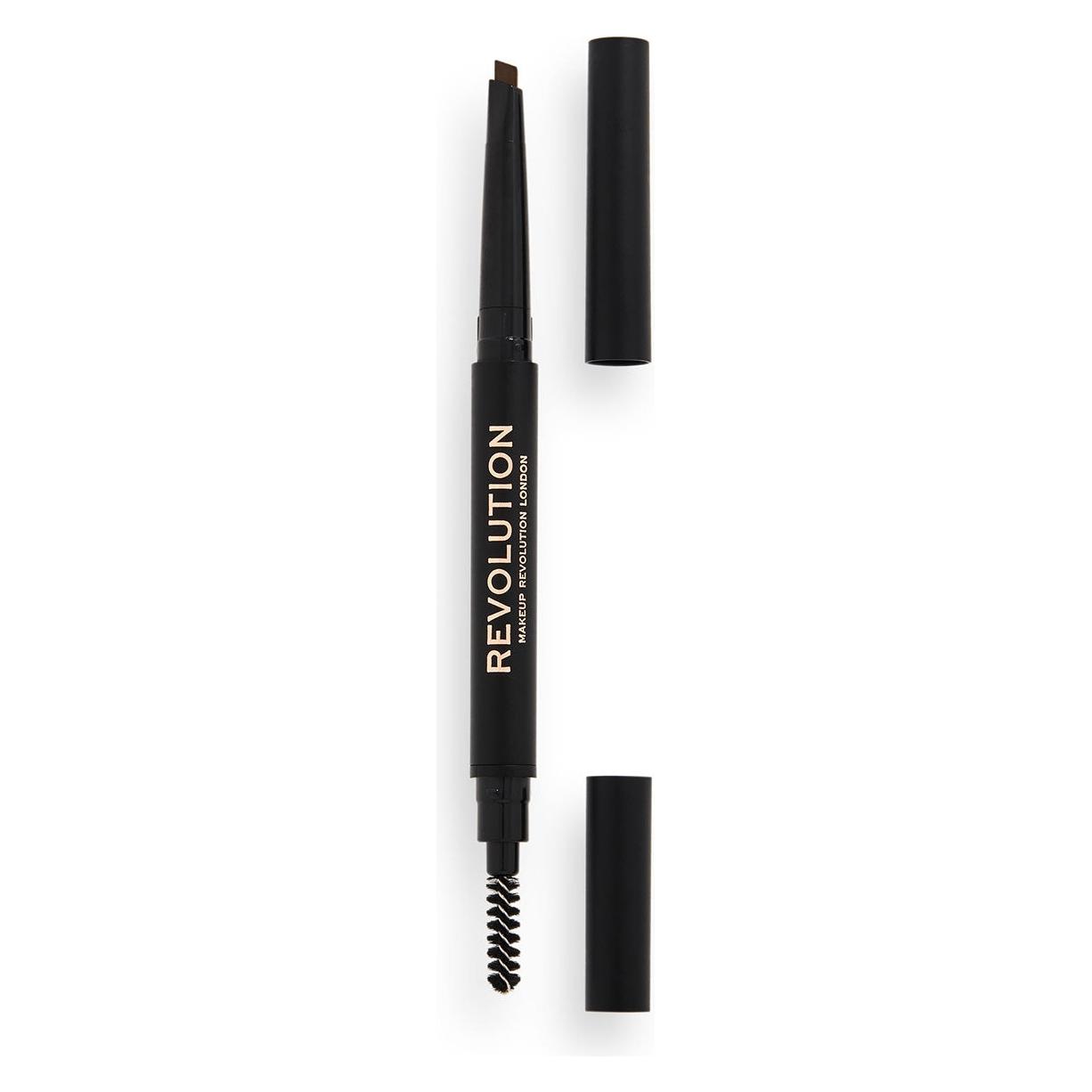 Makeup Revolution Duo Brow Definer Pencil mit Pinsel Medium Brown (Medium Brown, Mittelbraun) (49979574)