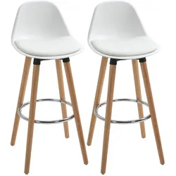 HOMCOM HOMCOM 2er-Set Barhocker Barstuhl Küchenhocker Tresenstuhl mit Fußstützen, Weiß