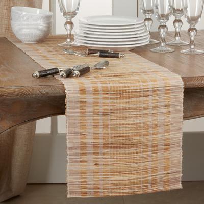 Saro Lifestyle Water Hyacinth Table Runner With Striped Design