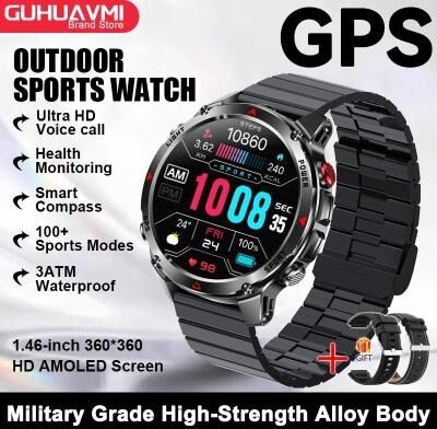 Uplifted Finds 2025 GPS Map Navigation Smartwatch   AMOLED HD Display & Compass   Executive 3ATM Waterproof NFC Bluetooth Call System black Steel B 2a