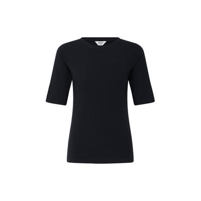 Rundhalsshirt OXMO "Rundhalsshirt OXNPubby", Damen, Gr. S, grau (meteorite), Obermaterial: 47% Baumwolle CO. 47% Modal CMD. 6% Elasthan EL., Shirts Rundhalsshirt