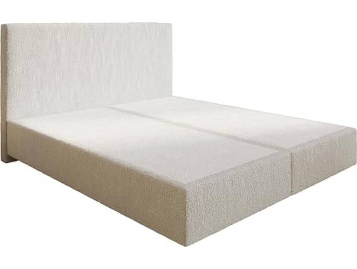 DELIFE Boxspringgestell Dream-Well Bouclé Creme-Weiß 180x200 cm Bettgestell
