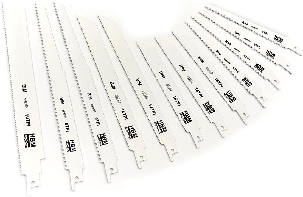 Set di lame per seghetto alternativo HBM 12 pezzi in bi-metallo