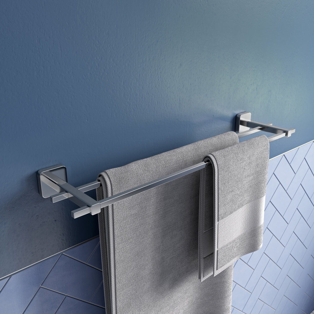 Croydex Camberwell 67 cm L 2 - Bar Wall Mounted Towel Bar Chrome 5cm H X 67cm L X 15cm D