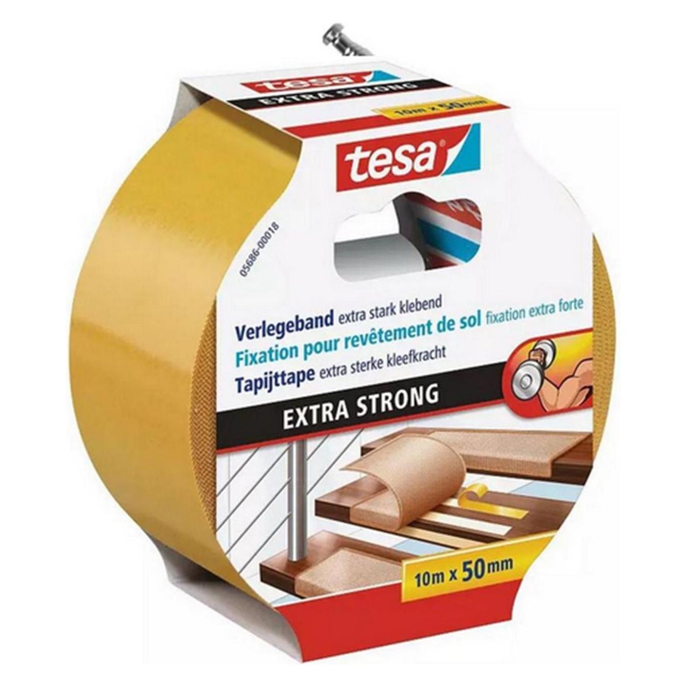 tesa 6x Verlegeband EXTRA STRONG, doppelseitiges Klebeband (50 mm) (05686-00500-11)