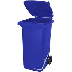 BRB 240 Liter Mülltonne/Müllgroßbehälter, blau, mit Fußpedal für handfreie Bedienung