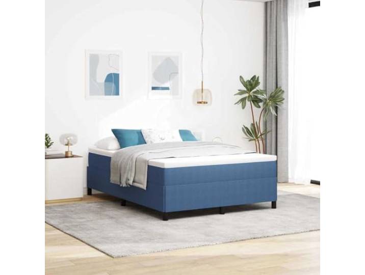 YUOTYRKTEJRSG Cordstoff Modernes Design 140 x 200 cm Blau Boxspringbett Blau 140 x 200 cm Cordstoff mit Lattenrost Modernes Luxus Polsterbett Holzgestell