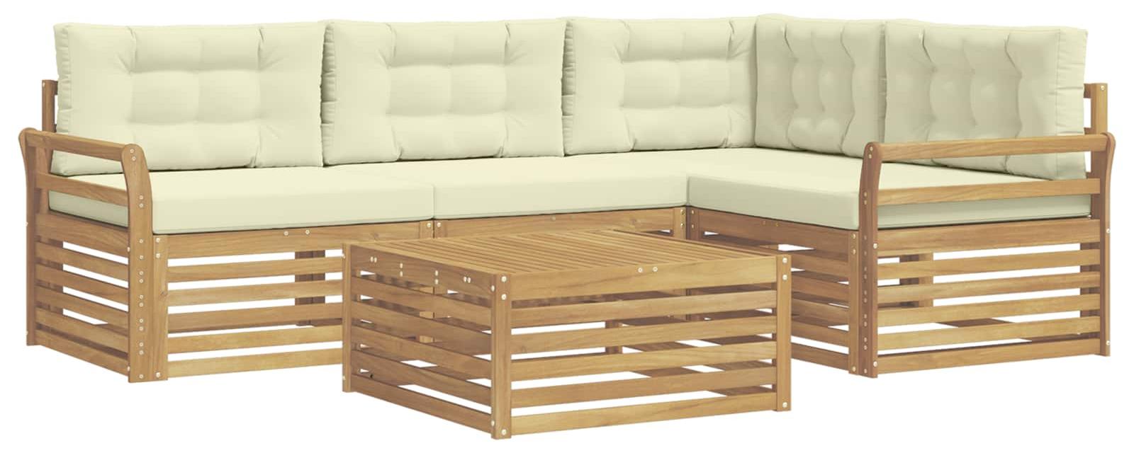 Garnitur aus 5 Outdoor-Sofas, weiß und cremefarben
