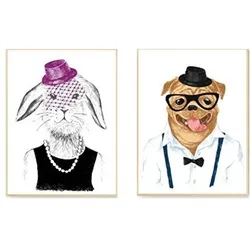 POSTER Set Mit 2 Illustrated Tiere A4 Rahmenlos
