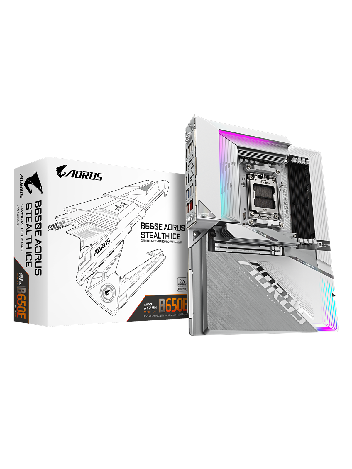 GIGABYTE B650E AORUS STEALTH ICE Mainboard - AMD B650 - AMD AM5 - DDR5 RAM - ATX