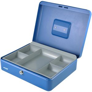 HMF Geldkassette 10130 05, blau, 30 x 9 x 24 cm, 5 Münzfächer
