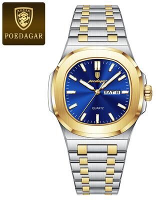 Uplifted Finds Poedagar Original Square Quartz Watch For Men gold blue