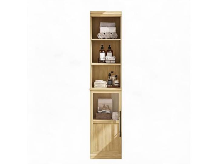 AsyPets Standschrank schmal mit Glas, Kommode Holzoptik 32x79x30 cm Kippschutz für mehr Sicherheit, langlebige Metallscharniere für sanftes Öffnen, schmale Bauweise nutzt jede Ecke