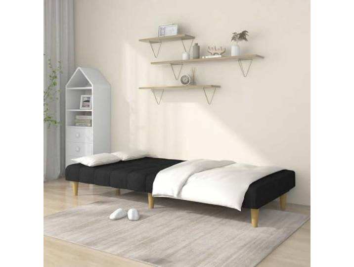 KTHLBRH Schlafsofa 2-Sitzer schwarz Stoff 200 cm Polyester, Holzstruktur, Schaumstoff, umwandelbar, Belastung 110 kg, Wohnzimmer
