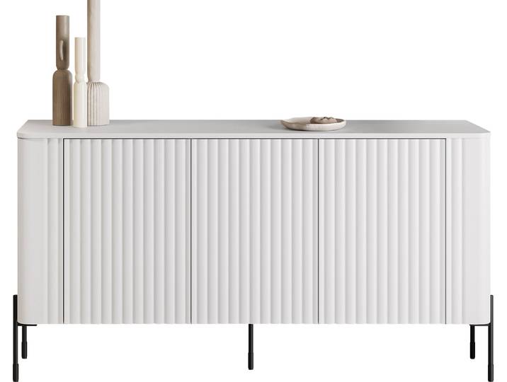 MIRJAN24 Türkommode Vera 150, Stilvoll Wohnzimmer, Kommode mit drei Drehtüren (Farbe: Weiß)