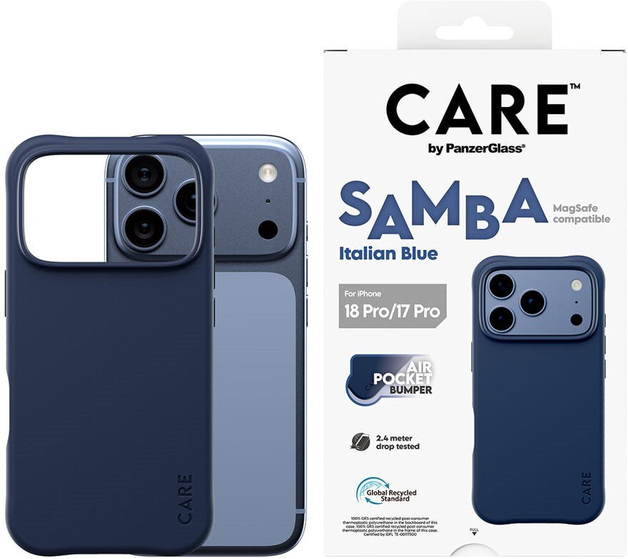 iPhone 18 Pro / 17 Pro CARE by PanzerGlass Fashionable Samba Mobil Cover - MagSafe Kompatibel - Italian Blue