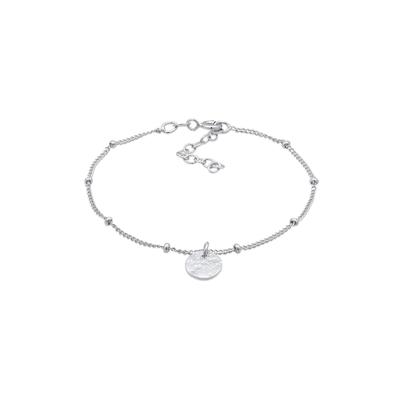 Armkette ELLI "Armband Kugelkette Plättchen Disc 925 Silber" Gr. 160, silber, Armbänder, Damen, Silber 925 (Sterlingsilber), Armkette