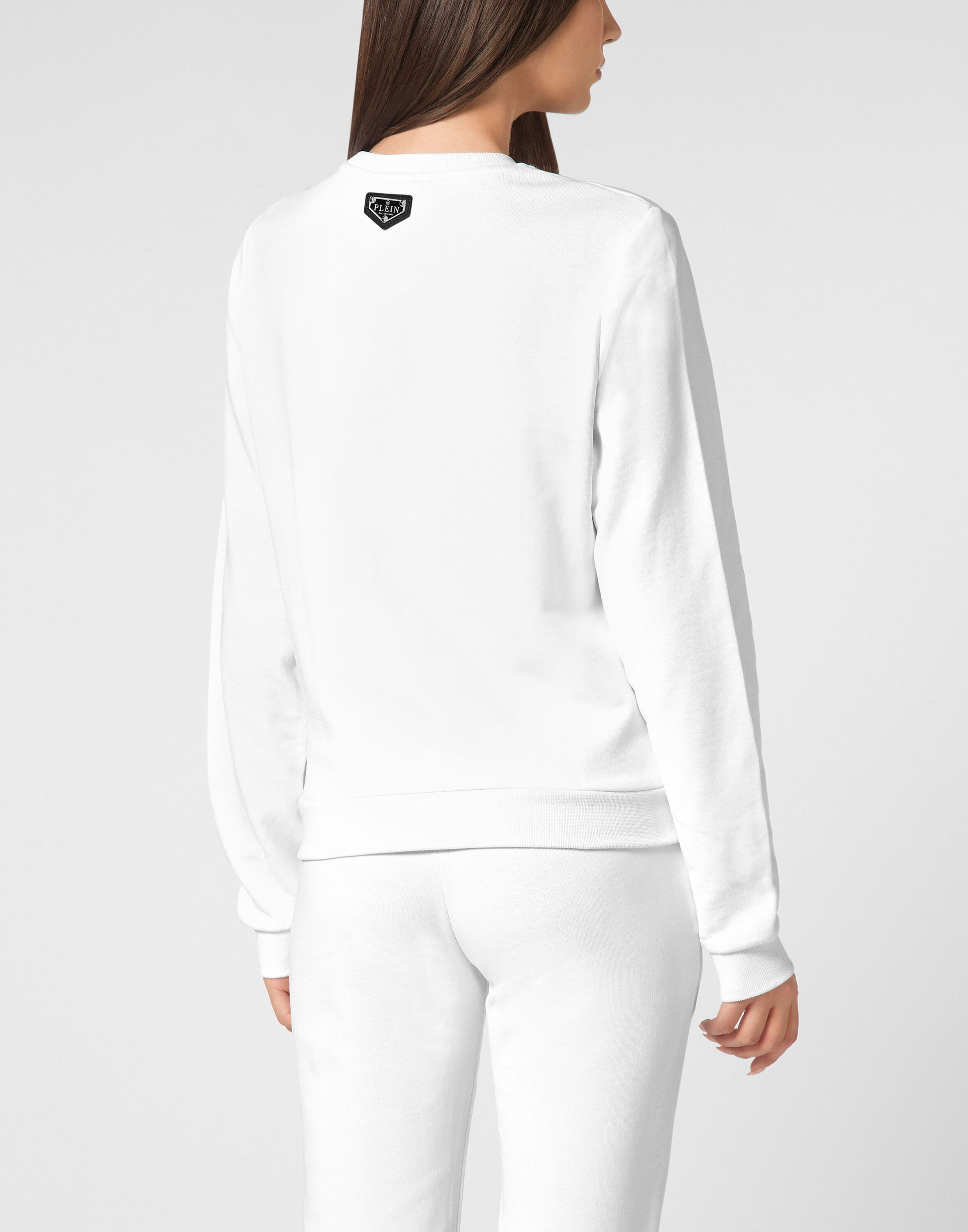 Sweatshirt PHILIPP PLEIN "Iconic Plein", Damen, Gr. XS, weiß (01, weiß), Obermaterial: 100% Baumwolle, Sweatshirts Sweatshirt