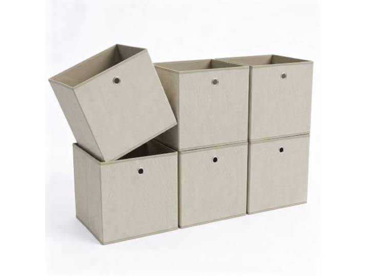 Sekey Boîte de Rangement en Tissu Pliable\, Cube de Rangement avec Poignée pour Étagère Kallax ou EKET\, Panier Organisateur sans Couvercle pour Jouets et Vêtements - Lot de 6\, 33x33x33cm\, Beige Sable