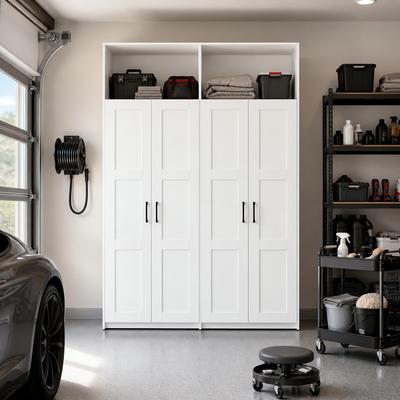 FUFU&GAGA Modern 4 Doors Tool Storage Cabinet with Utility Hooks & Interior Shelves for Workshops,Utility Rooms - N/A