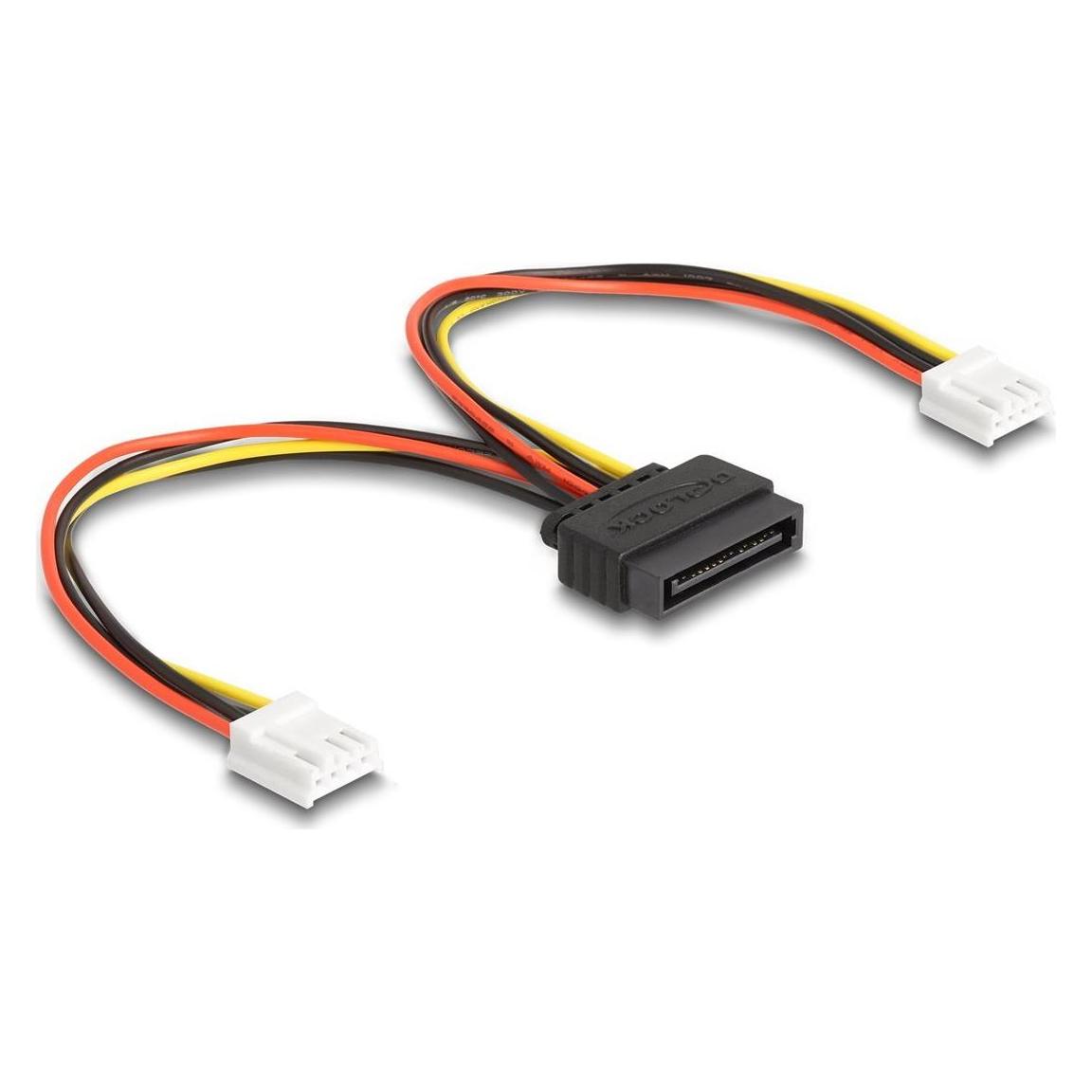 Delock SATA Stromkabel 15 Pin Stecker zu 2 x Floppy 4 Pin Buchse 15cm (15 cm, 15 pin S-ATA, Floppy) (66611)