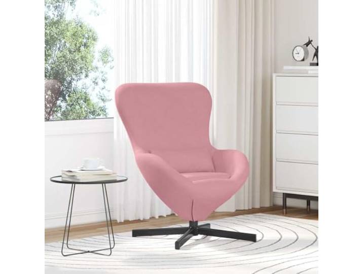 WHOPBXGAD Samt Moderner Stil Ei Sessel Rosa 63 x 73 x 90 cm Eiersessel Rosa 63 x 73 x 90 cm Samt Drehstuhl mit Kissen Modern Wohnzimmer Schlafzimmer