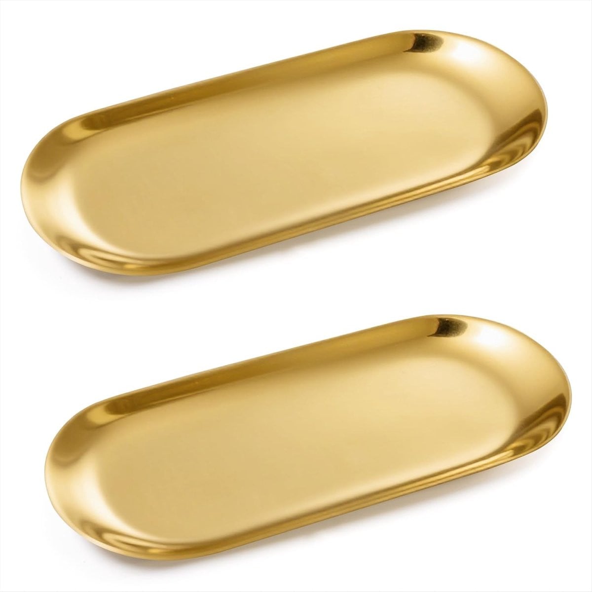 Set van 2 elegante ovale RVS dienbladen voor sieraden, cosmetica en decoratie