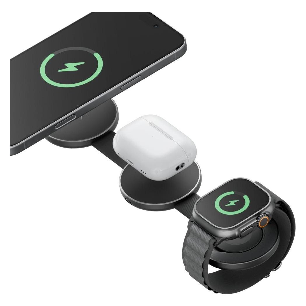 Energea Wireless charger Alumag Trio 3in1 Qi2 15W graphite (15 W) (AM-TRIO-GUN)