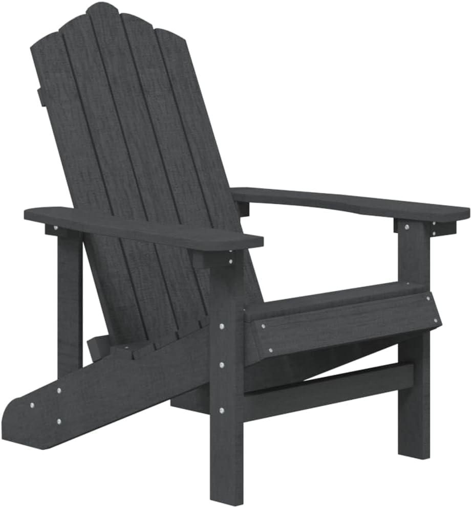 Anthrazitfarbener Adirondack-Gartenstuhl aus HDPE mit breiten Armlehnen und hoher Rückenlehne