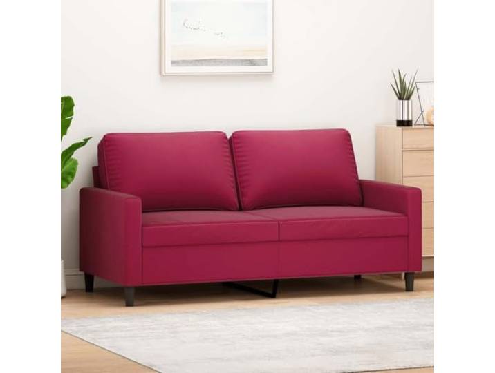 HEFZGDB Weinrotes 2-Sitzer-Sofa 140 cm Samt Polstergarnitur mit Metallgestell für Wohnzimmer, weiche Sitzflächen und luxuriöse Rückenkissen für Komfortables Entspannen,