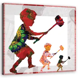 WANDBILD banksy boy mit einem hammer