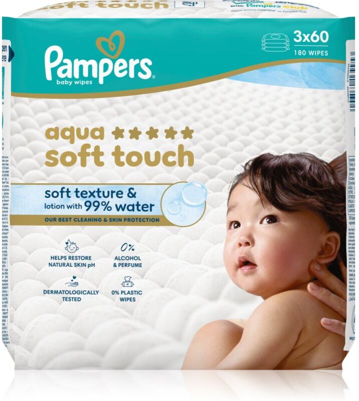 Pampers Aqua Soft Touch wet cleansing wipes for children 3x60 pc