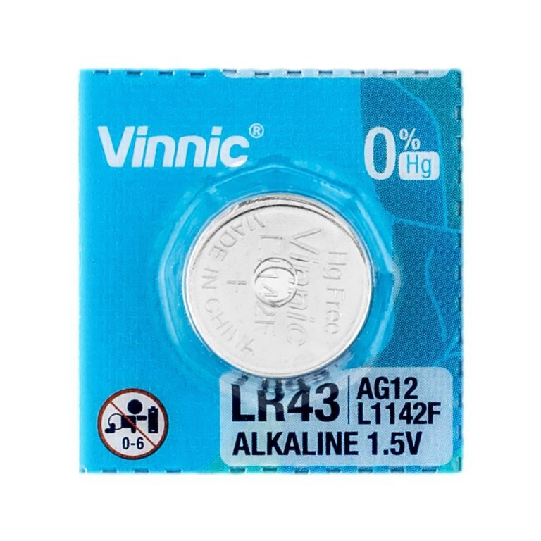 Set van 10 stuks Vinnic LR43 knoopcelbatterijen (AG12, L1142, RW84, D186)