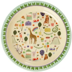 RICE Melamin Kinderteller Fun Fair, Ø 22 cm, Höhe 2 cm, mint