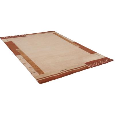 Wollteppich THEKO "Kailash 110, handgeknüpft" Gr. 41, orange (terra), B:40cm H:20mm L:60cm, Wolle, Teppiche, reine Wolle, mit Bordüre, Wohnzimmer