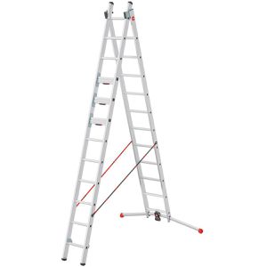 Hailo-Master Mehrzweckleiter S110 Pro, 9002-007, 2-teilig mit 2 x 12 Sprossen, Oberleiter mit 3 Dreh-Stufen