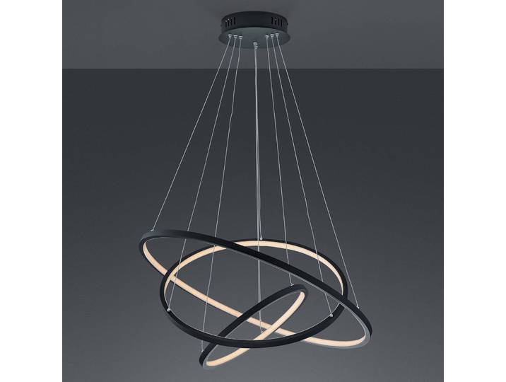 Trio Lighting Smarte Hängelampe Aaron, dimmbar, schwarz, für Wohn- / Esszimmer, Metall, Modern, Smart Home Pendelleuchte