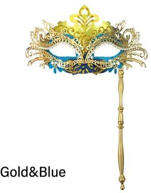 Inspired Finds Handheld Venetian Masquerade Mask Elegant Party Costume Accessory gold blue