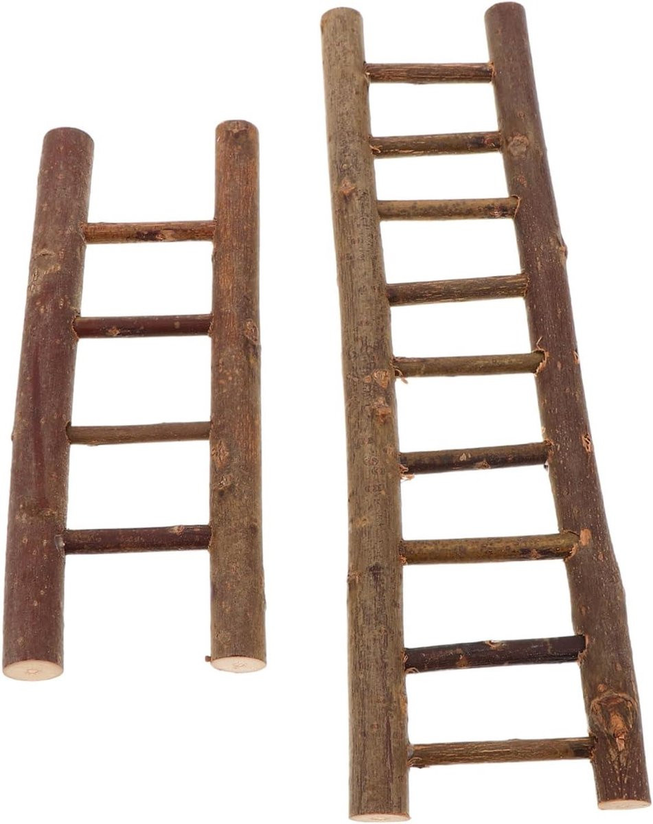 Mini Houten Ladder Poppenhuis Decoratie Lichtbruin 25 x 7.5 cm