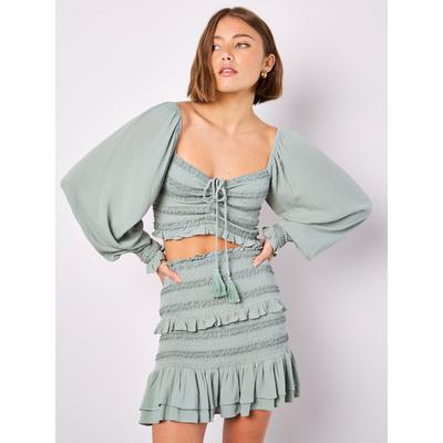 Crop-Top APRICOT "Smok-Top", Damen, Gr. XS (34), grün (mint), Obermaterial: 100% Viskose CV., unifarben, Blusen, mit weiten Armen