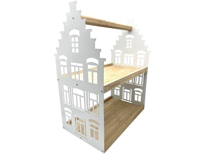 UNUS® Etagère decoratieve met 2 lagen en handvat wit theehuis