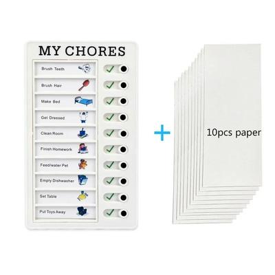 Reusable Kids Chore Chart Daily Planner Responsibility Checklist Board white Set