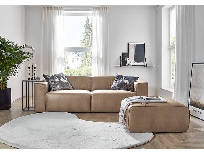 Polsterhocker Mandrio 92 x 44 x 66cm Braun Mischgewebe Keana: Hellbraun