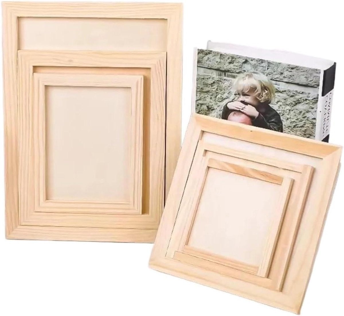 Decoratieve houten fotolijst in houtkleur - 15 x 15 cm
